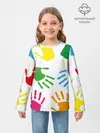 Детский лонгслив / Цветные ладошки - Детский узор