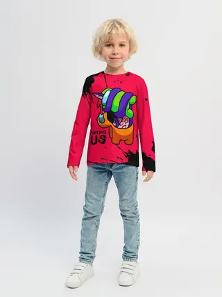 Детский лонгслив / AMONG US - ORANGE & GREEN