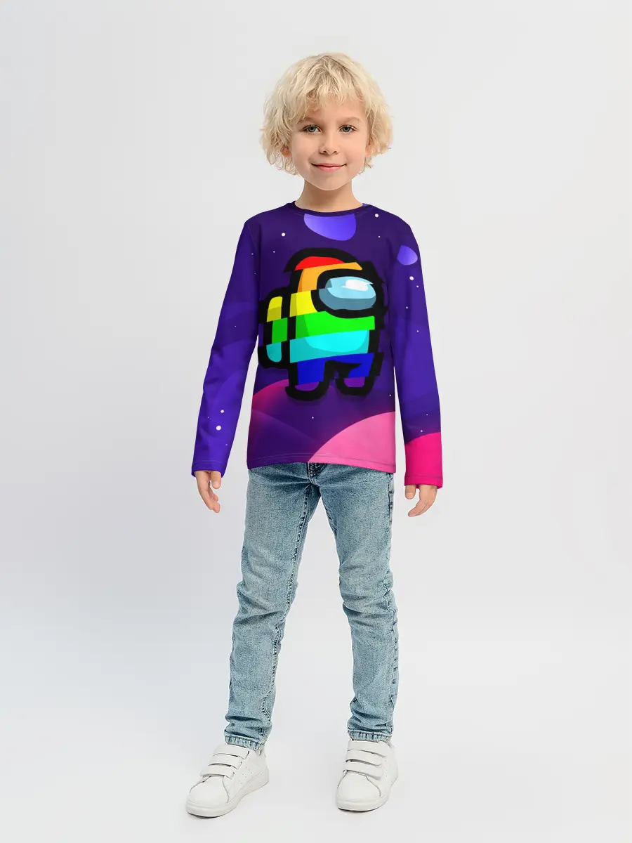 Детский лонгслив / AMONG US - RAINBOW SPACE