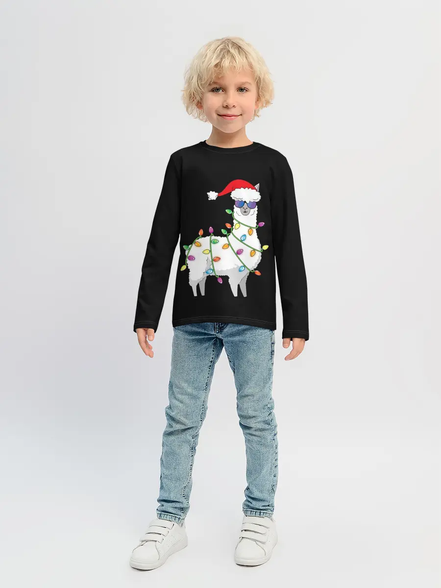 Детский лонгслив / Рождественская Лама