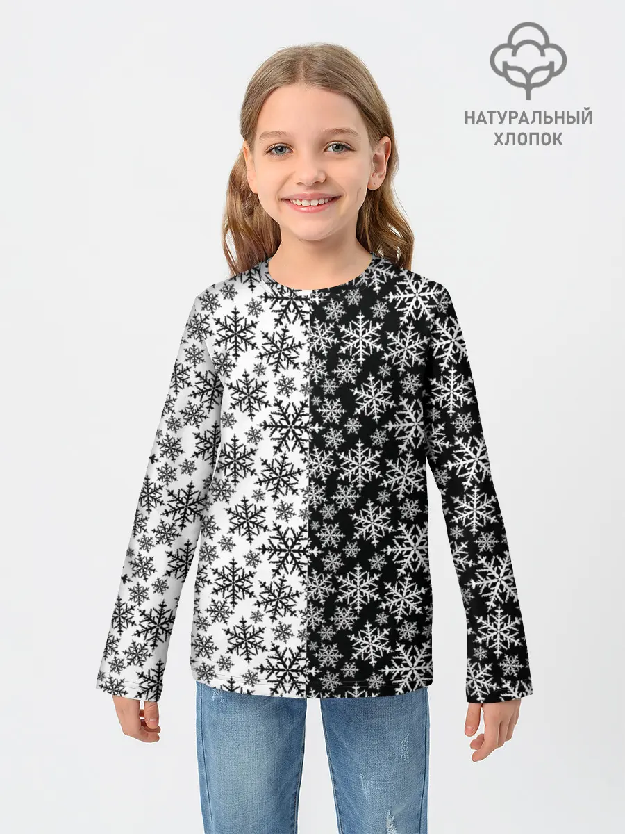 Детский лонгслив / Снежинки