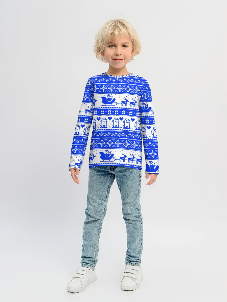 Детский лонгслив / AMONG US НОВОГОДНИЙ УЗОР