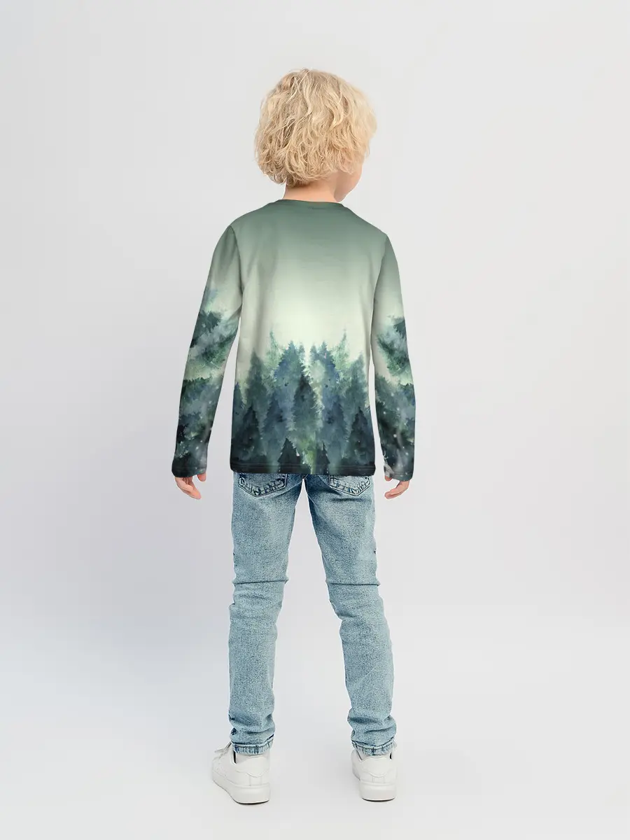 Детский лонгслив / акварельный лес градиент