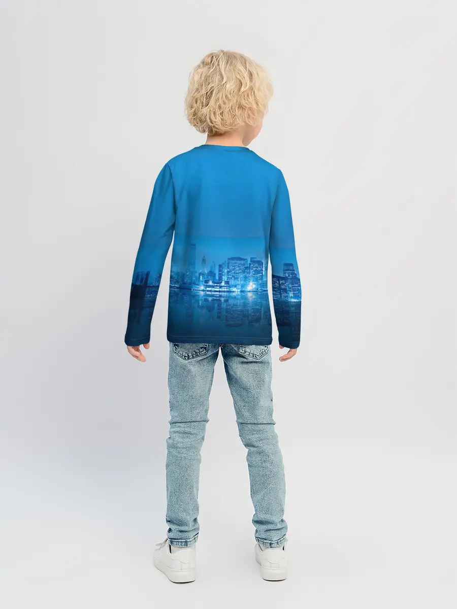 Детский лонгслив / вид на ночной мегаполис