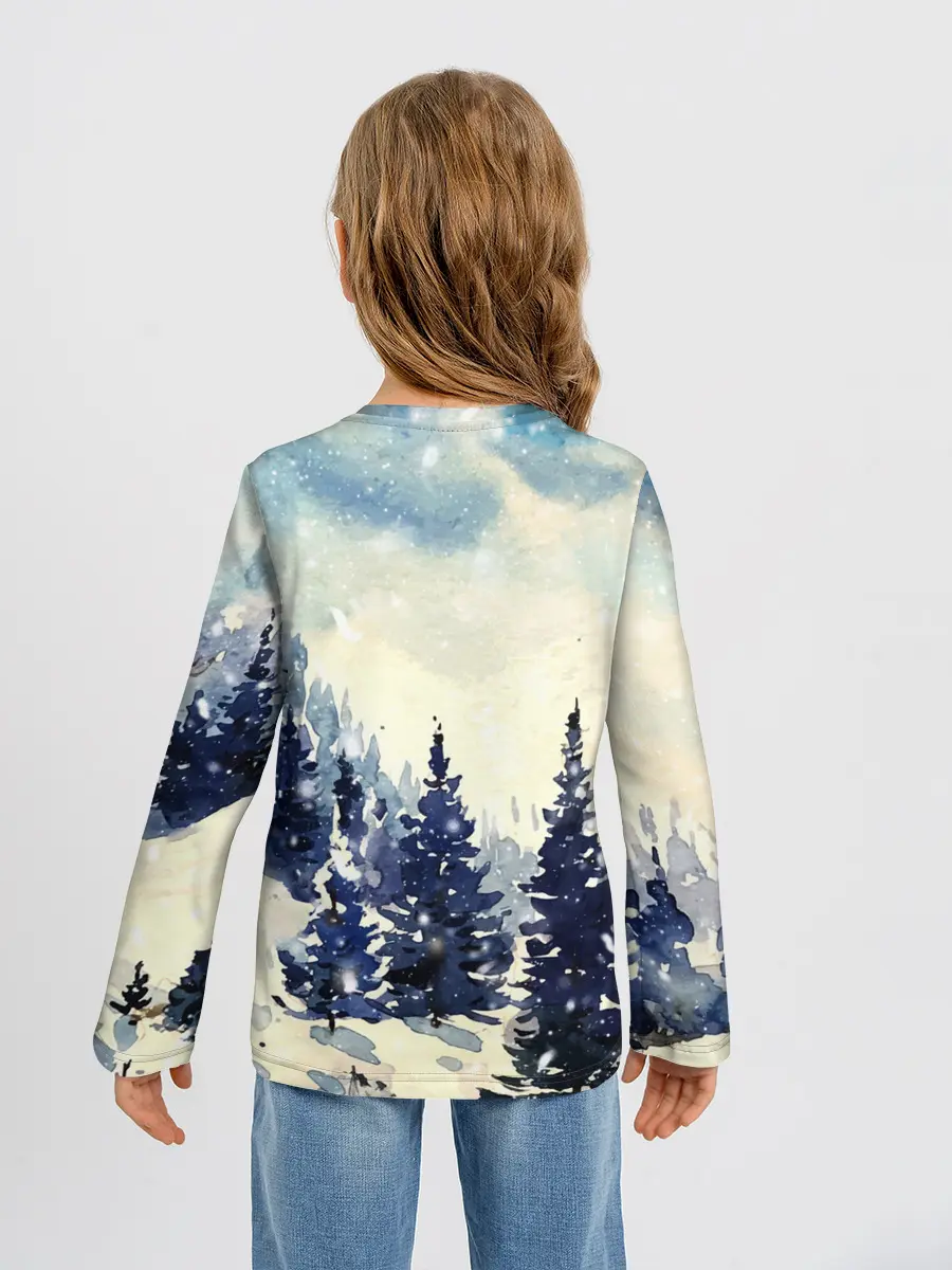 Детский лонгслив / Зимний Майнкрафт