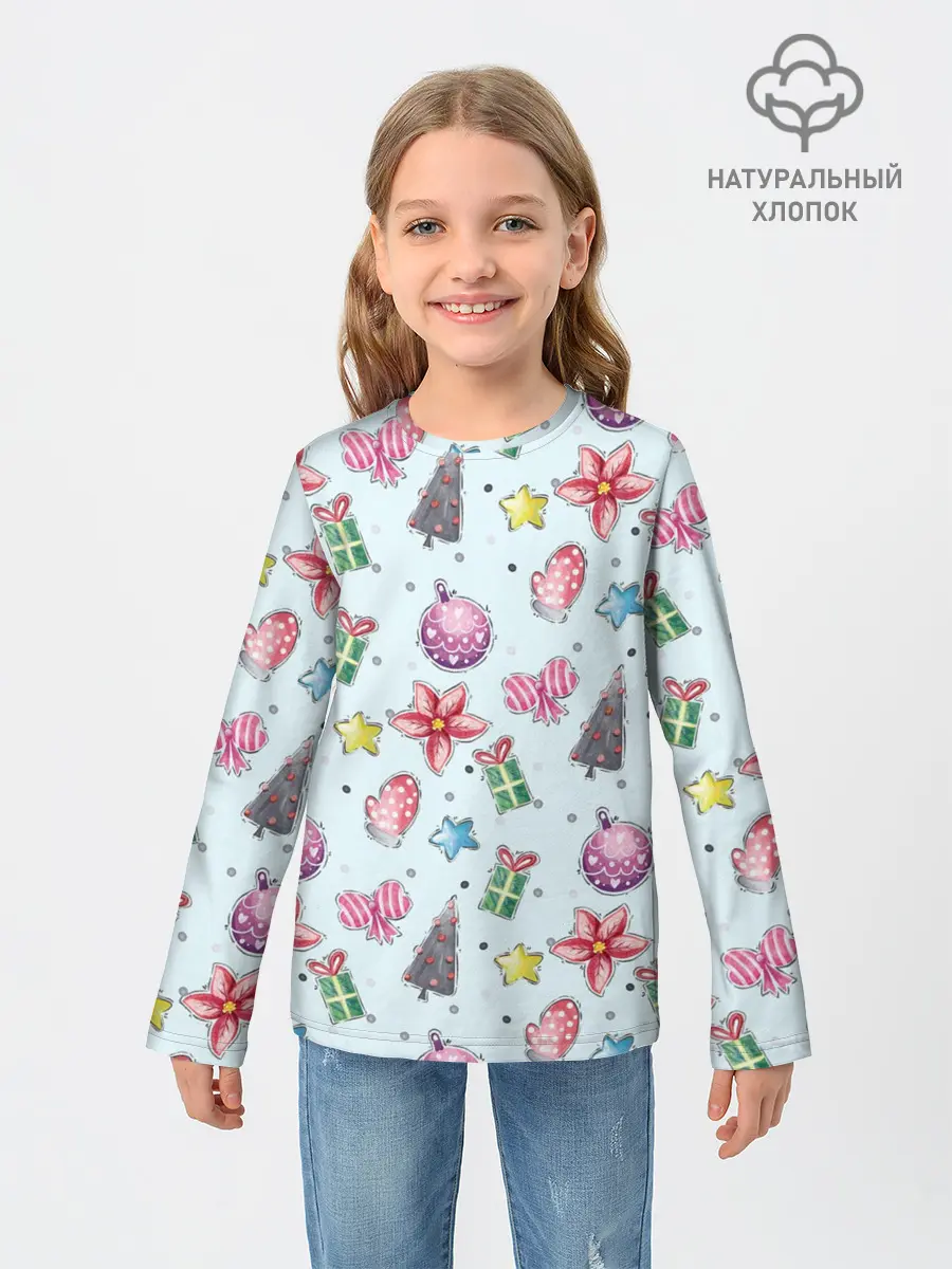 Детский лонгслив / новогодние игрушки