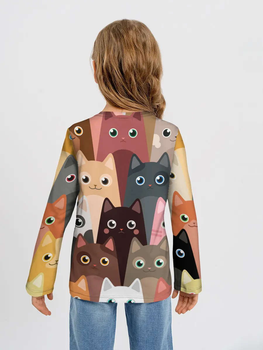 Детский лонгслив / Котики мультяшные