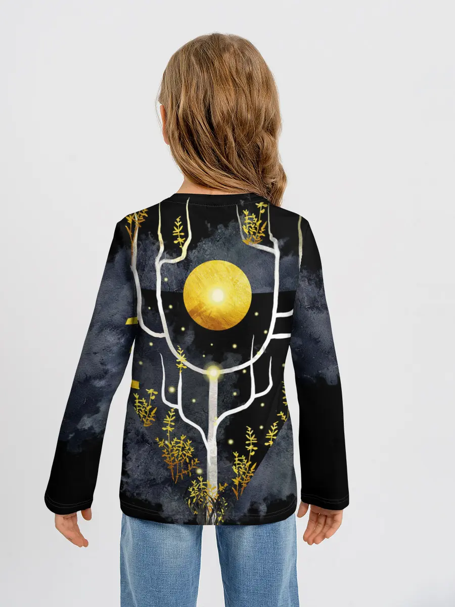 Детский лонгслив / графит и золото: дерево жизни