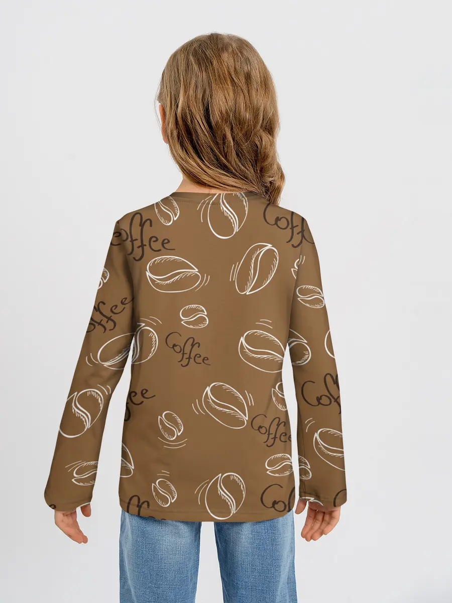 Детский лонгслив / Кофейный узор