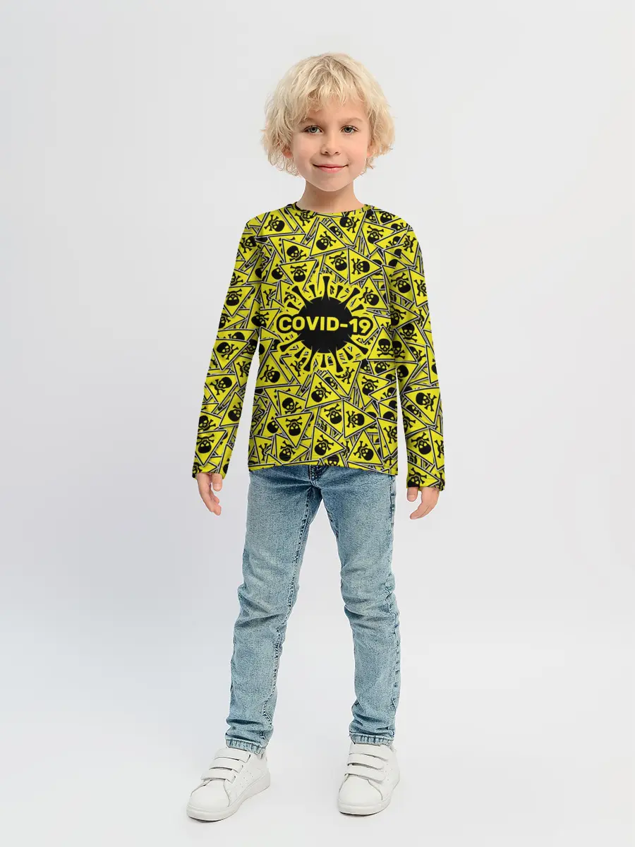 Детский лонгслив / Осторожно COVID-19