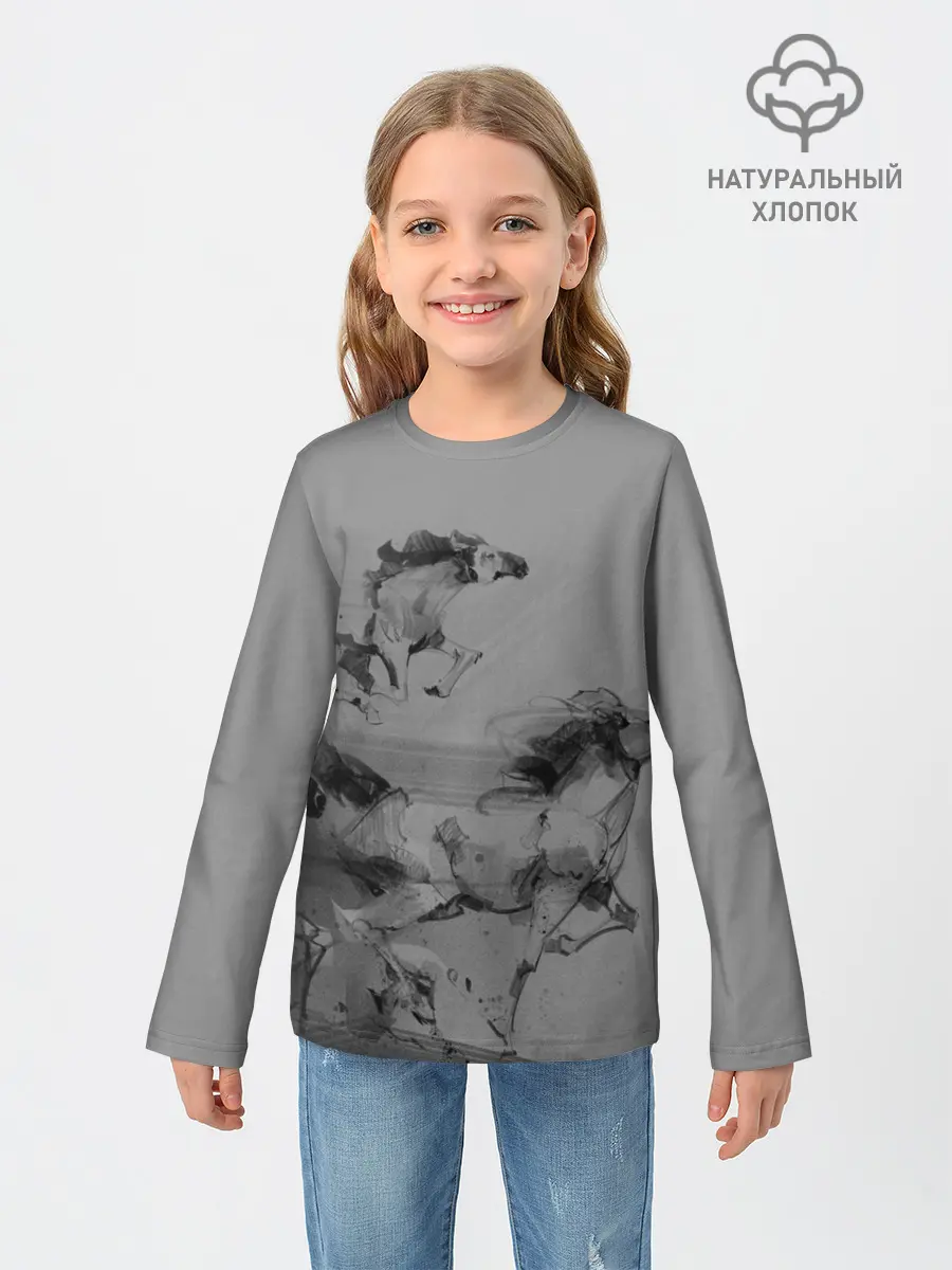 Детский лонгслив / кони