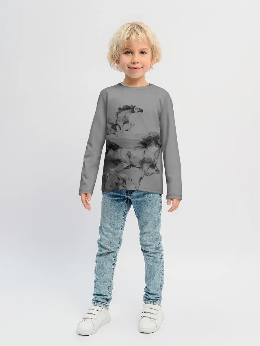 Детский лонгслив / кони