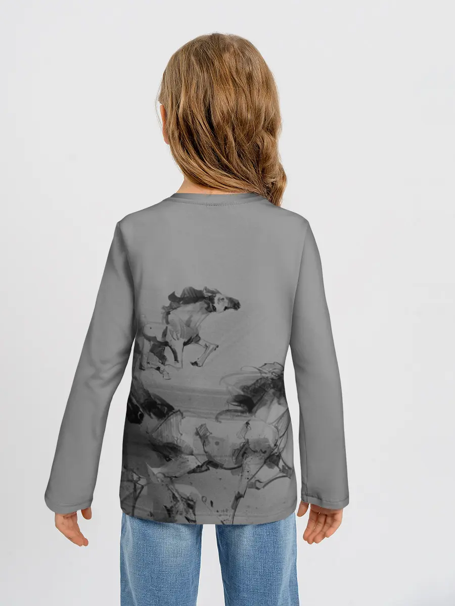 Детский лонгслив / кони