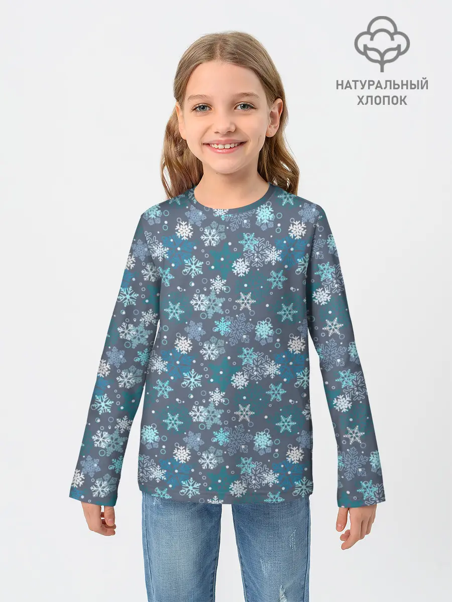 Детский лонгслив / Снежинки