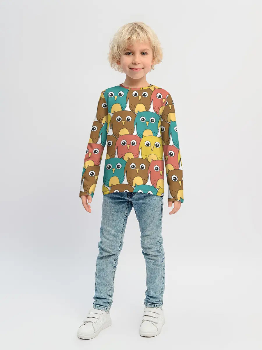 Детский лонгслив / Разноцветные совы