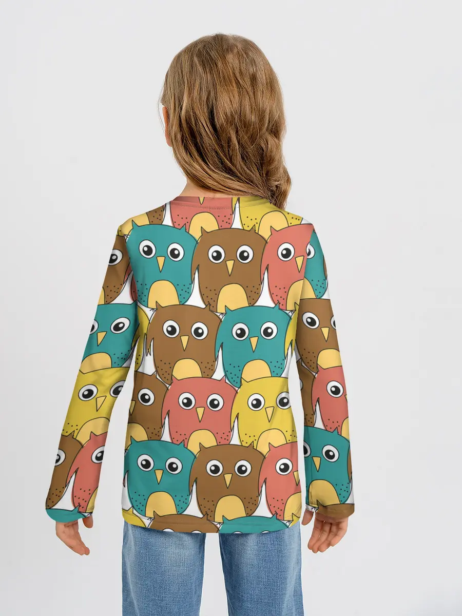 Детский лонгслив / Разноцветные совы