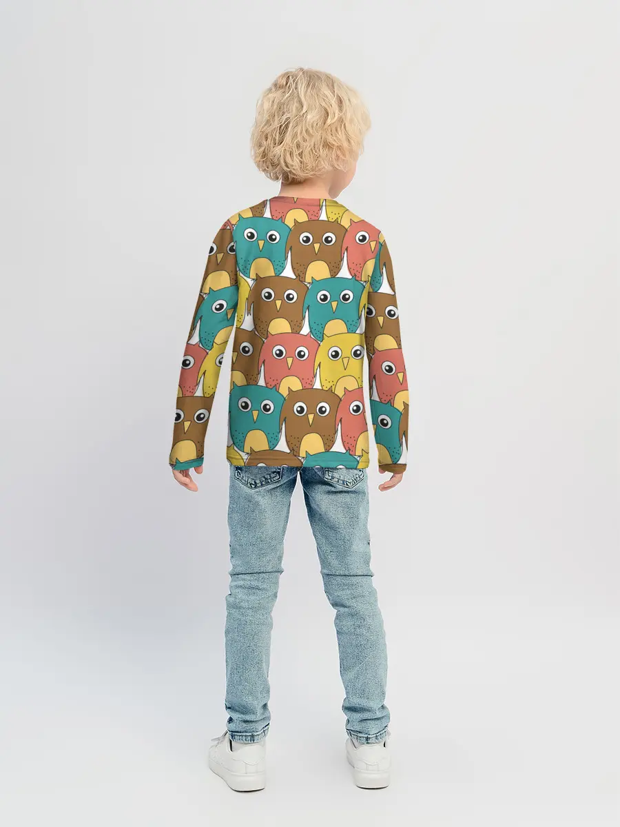 Детский лонгслив / Разноцветные совы