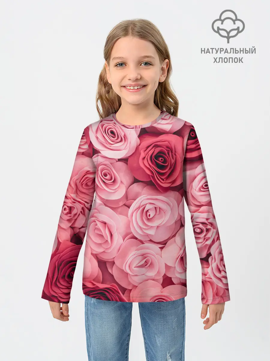 Детский лонгслив / Розовые Розы