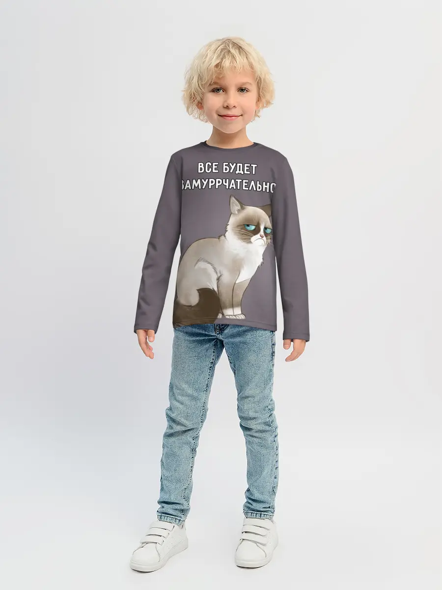 Детский лонгслив / Грустный кот