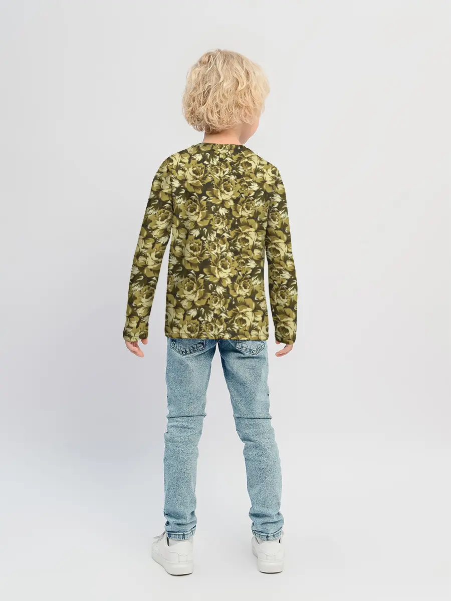 Детский лонгслив / Золотой камуфляж из роз