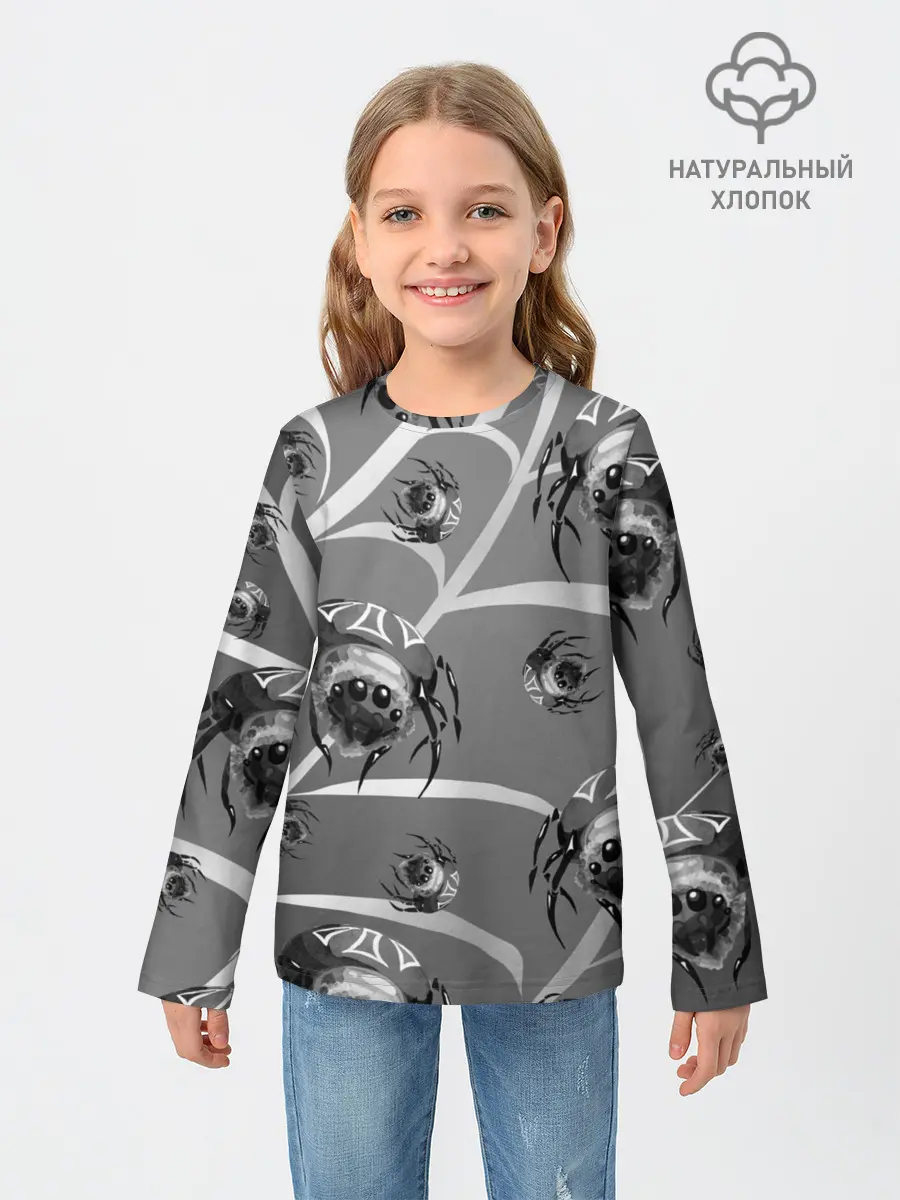 Детский лонгслив / Пауки на паутине