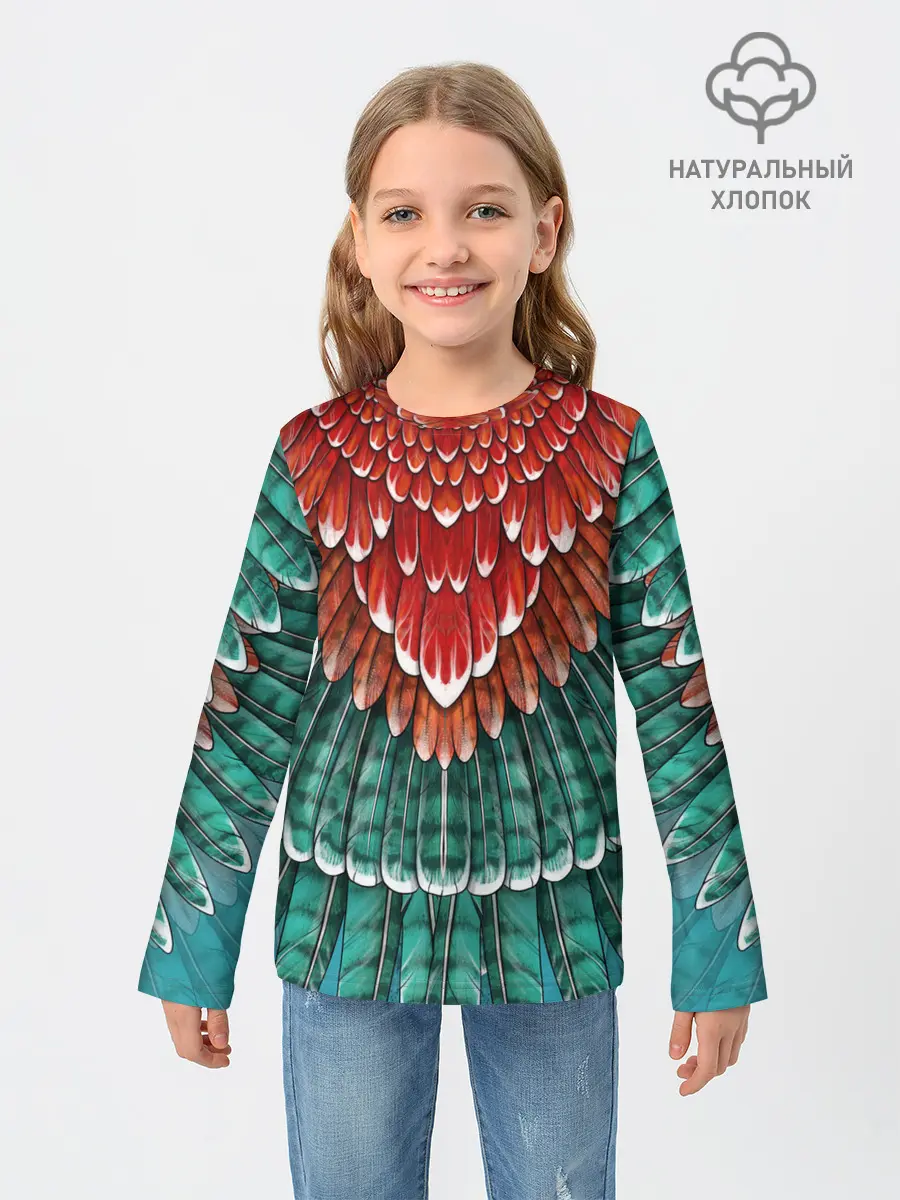 Детский лонгслив / Оперение зимородка