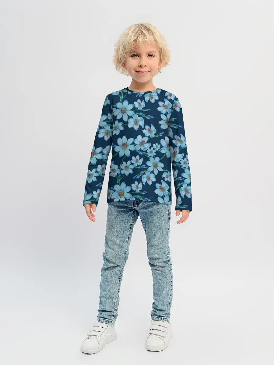 Детский лонгслив / Иксии не темно синем фоне