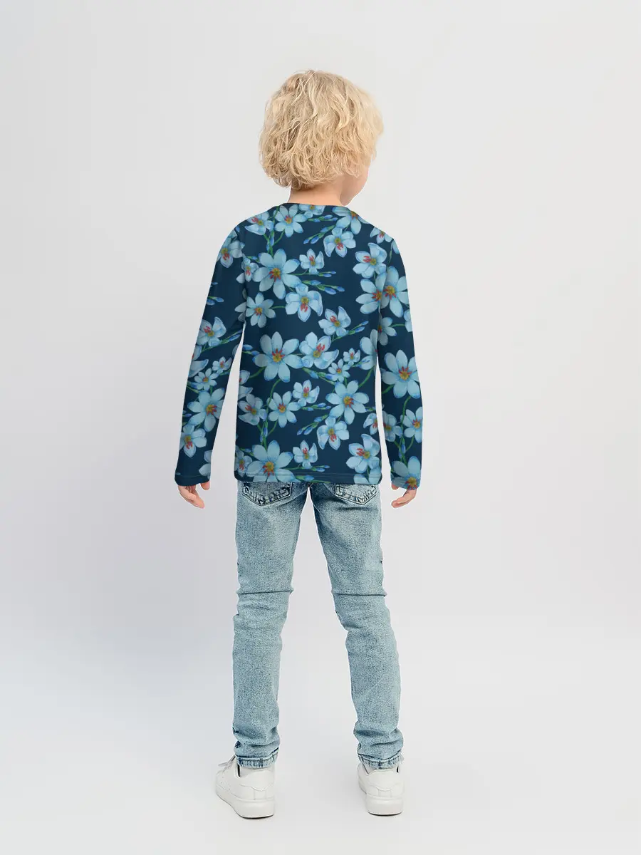 Детский лонгслив / Иксии не темно синем фоне