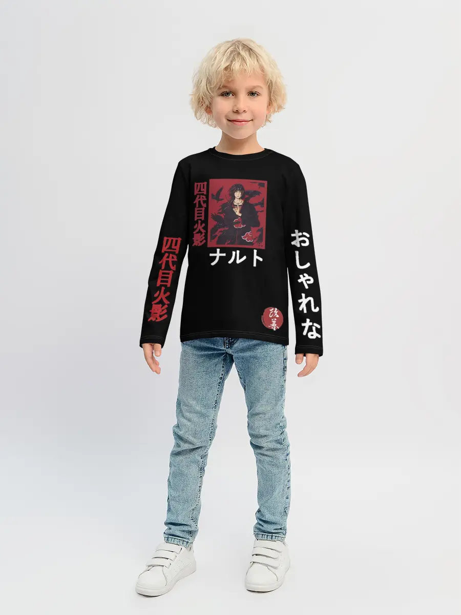 Детский лонгслив / Хитачи иероглицы черные