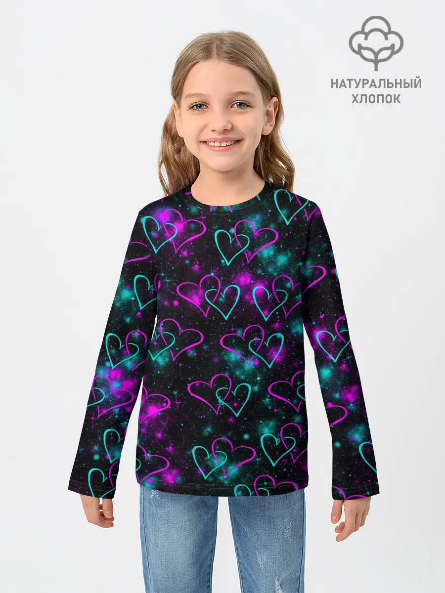 Детский лонгслив / Сердечки