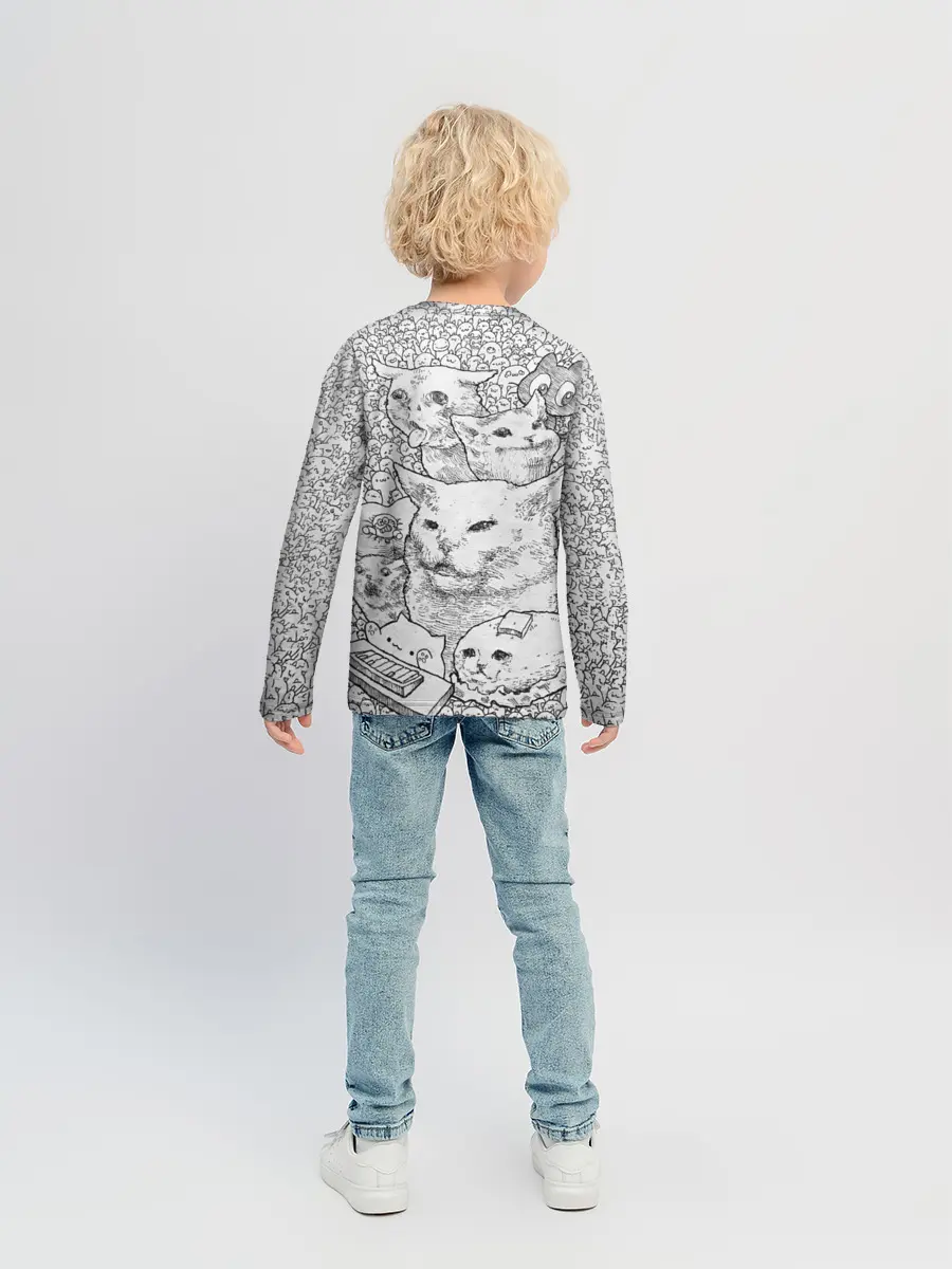 Детский лонгслив / Коты мемы кошки