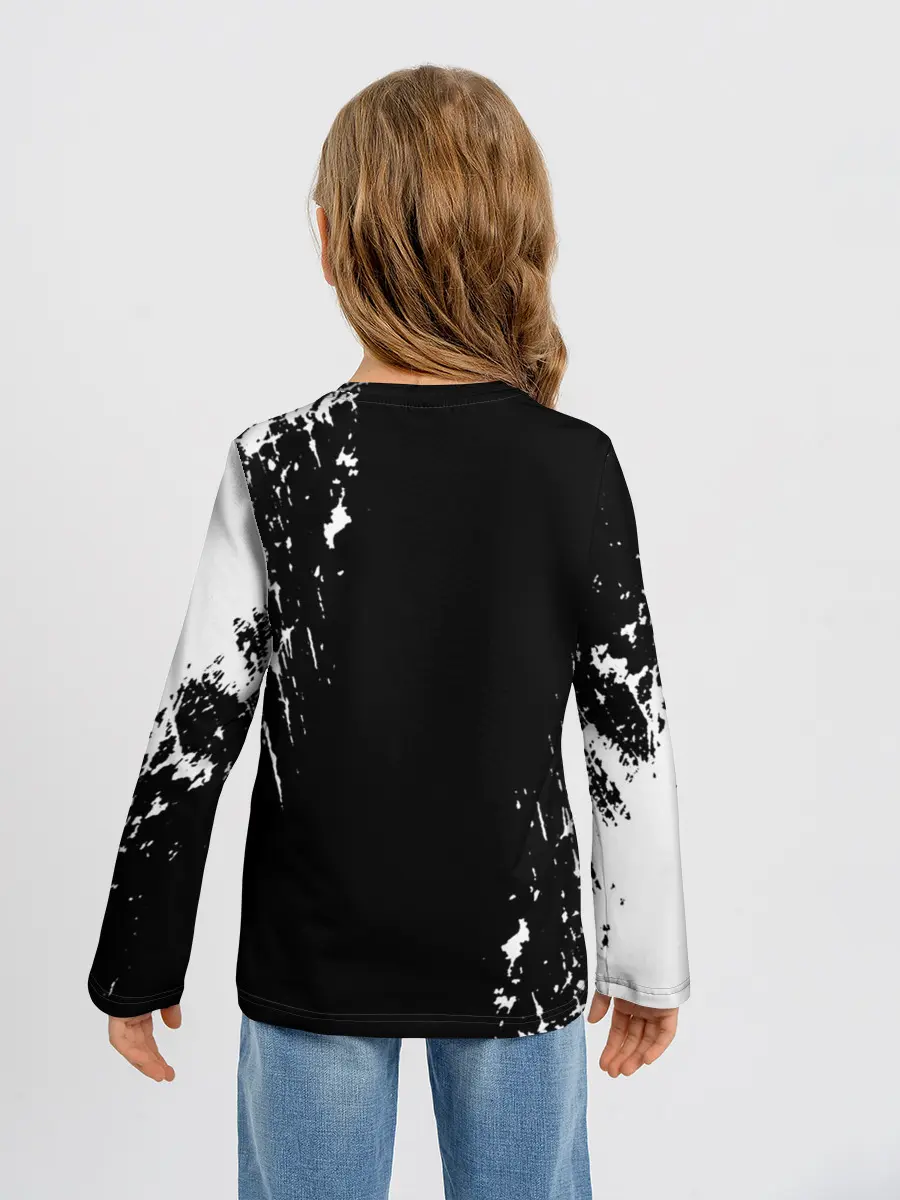 Детский лонгслив / Черный Клевер затертый фон