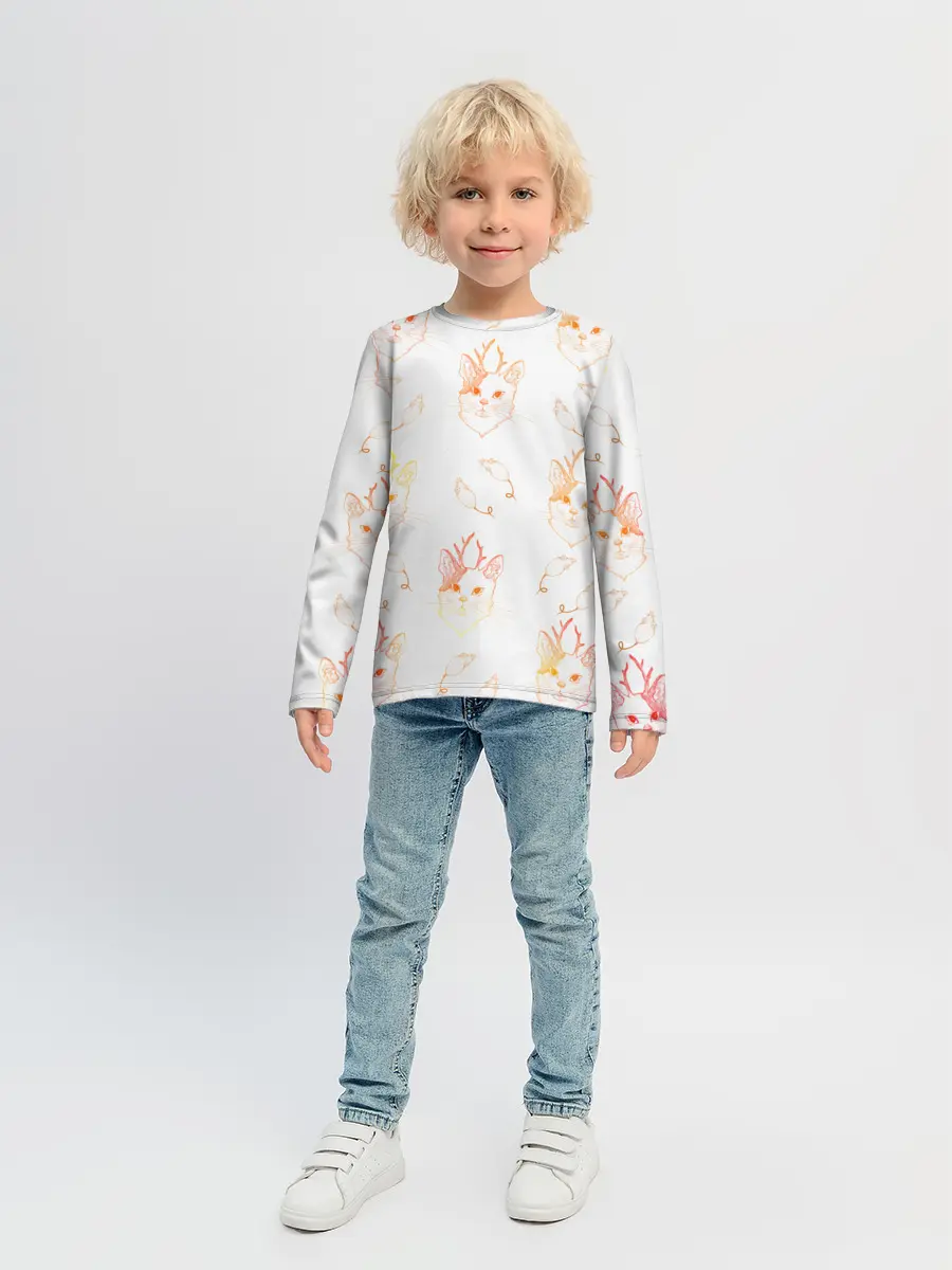 Детский лонгслив / Рогатая кошка с мышами