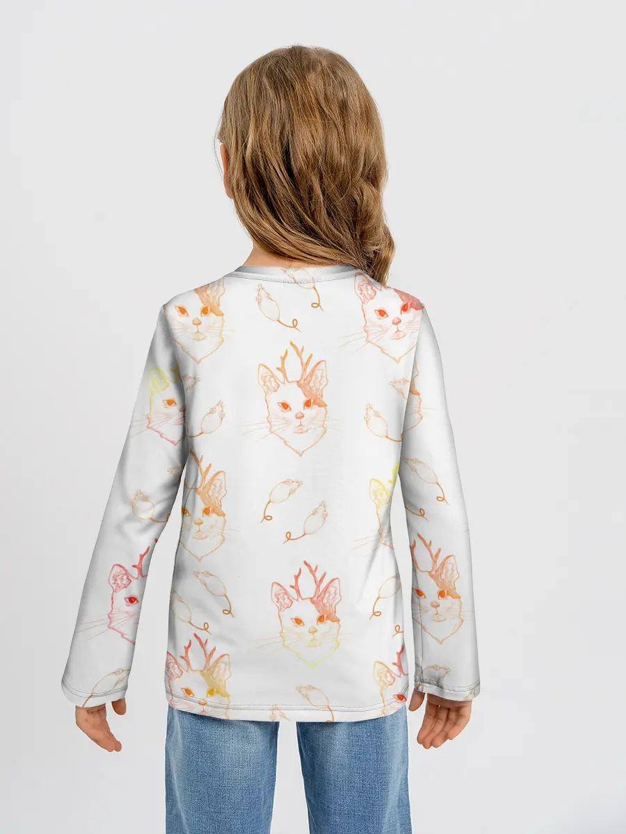 Детский лонгслив / Рогатая кошка с мышами