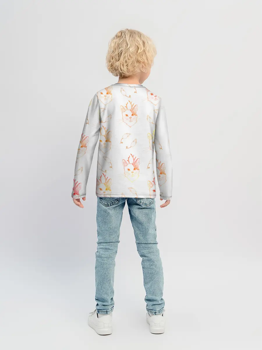 Детский лонгслив / Рогатая кошка с мышами