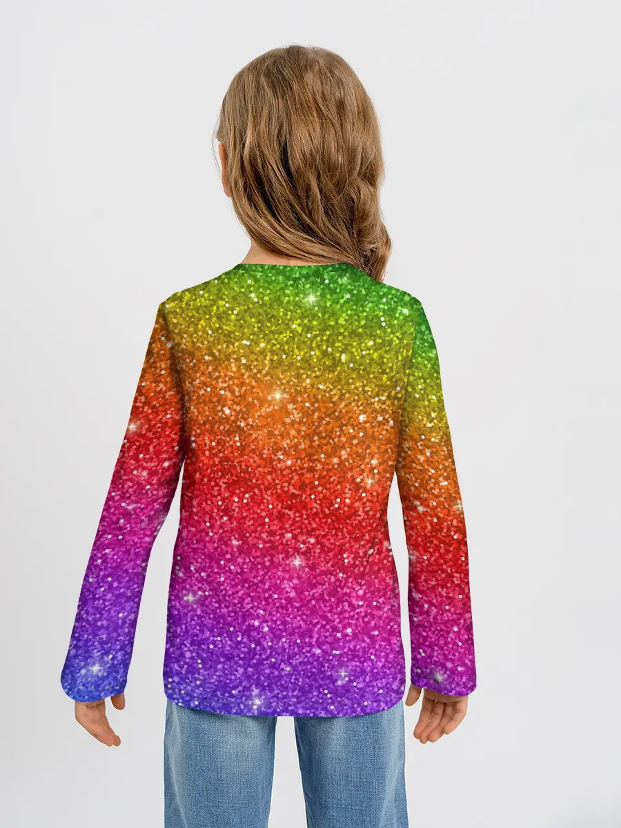 Детский лонгслив / Блестки радуги