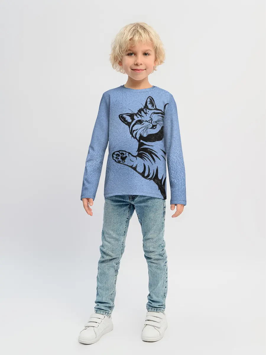 Детский лонгслив / Улыбающийся кот
