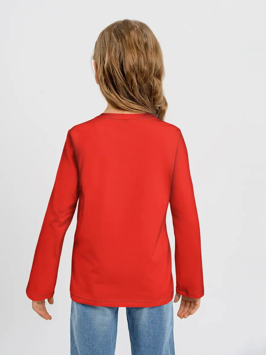 Детский лонгслив / Человек-Бензопила с логотипом на красном