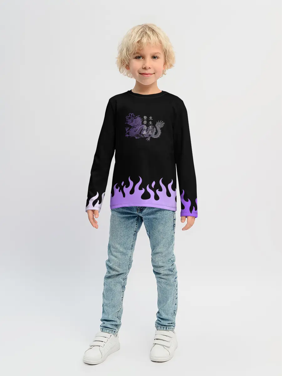 Детский лонгслив / Дракон и огонь