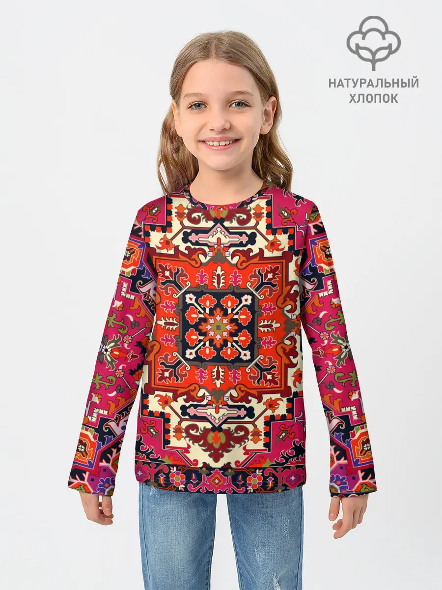 Детский лонгслив / Бордовый ковер