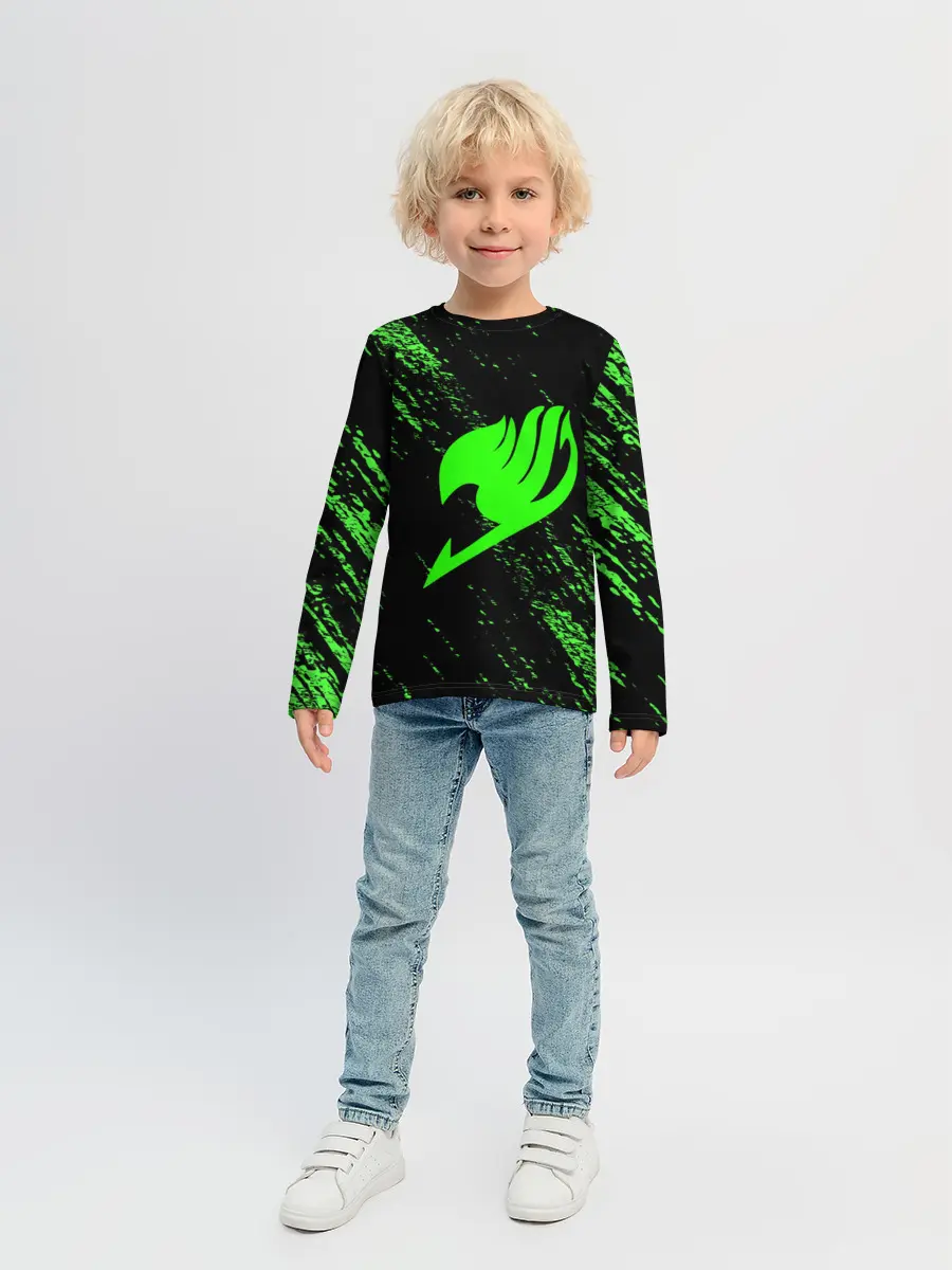 Детский лонгслив / Хвост Феи зеленая диагональ