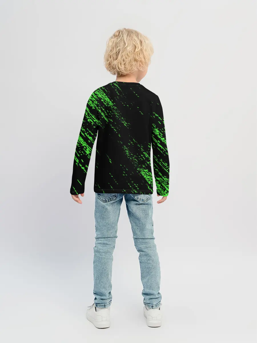 Детский лонгслив / Хвост Феи зеленая диагональ