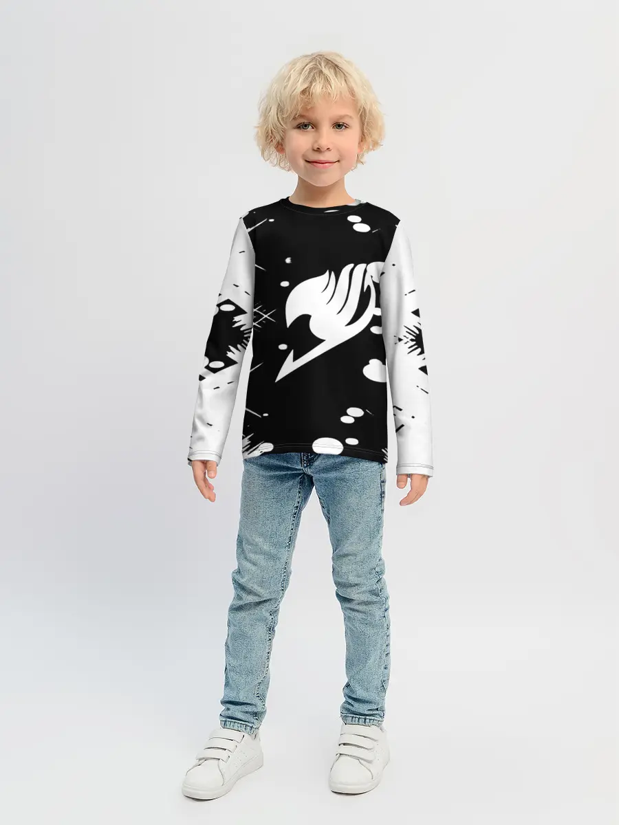Детский лонгслив / Хвост Феи геометрия в чб