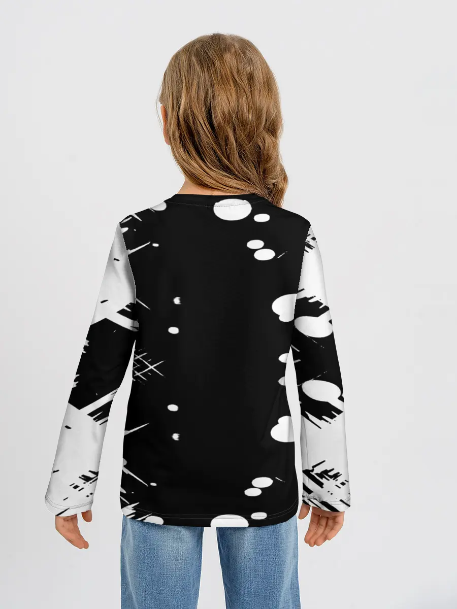 Детский лонгслив / Хвост Феи геометрия в чб