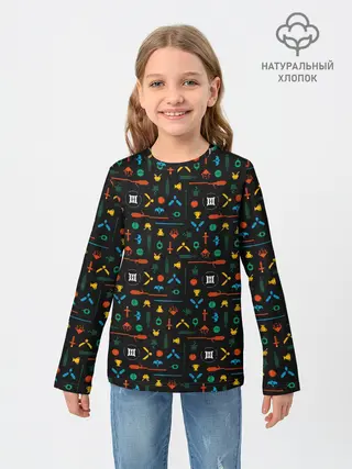 Детский лонгслив / Хогвартс паттерн