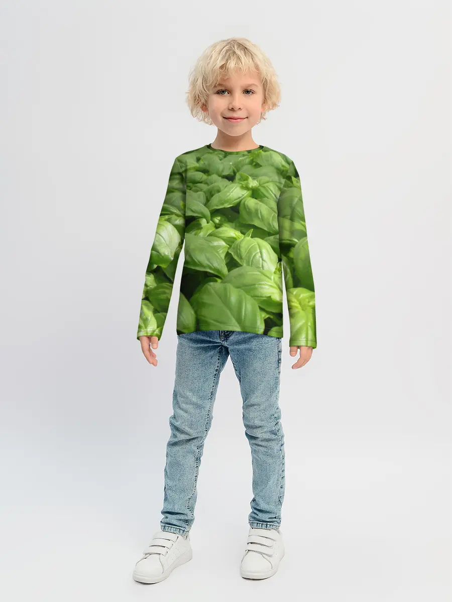 Детский лонгслив / Неоновый базилик