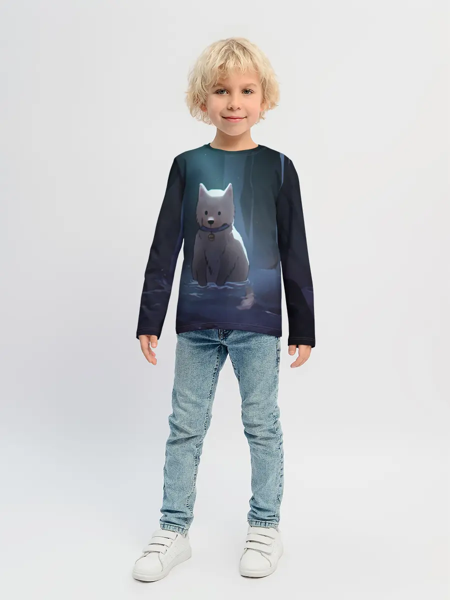 Детский лонгслив / Одинокий пес в озере слез
