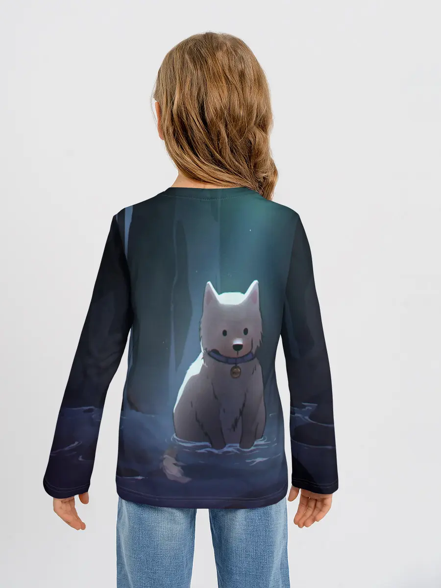 Детский лонгслив / Одинокий пес в озере слез