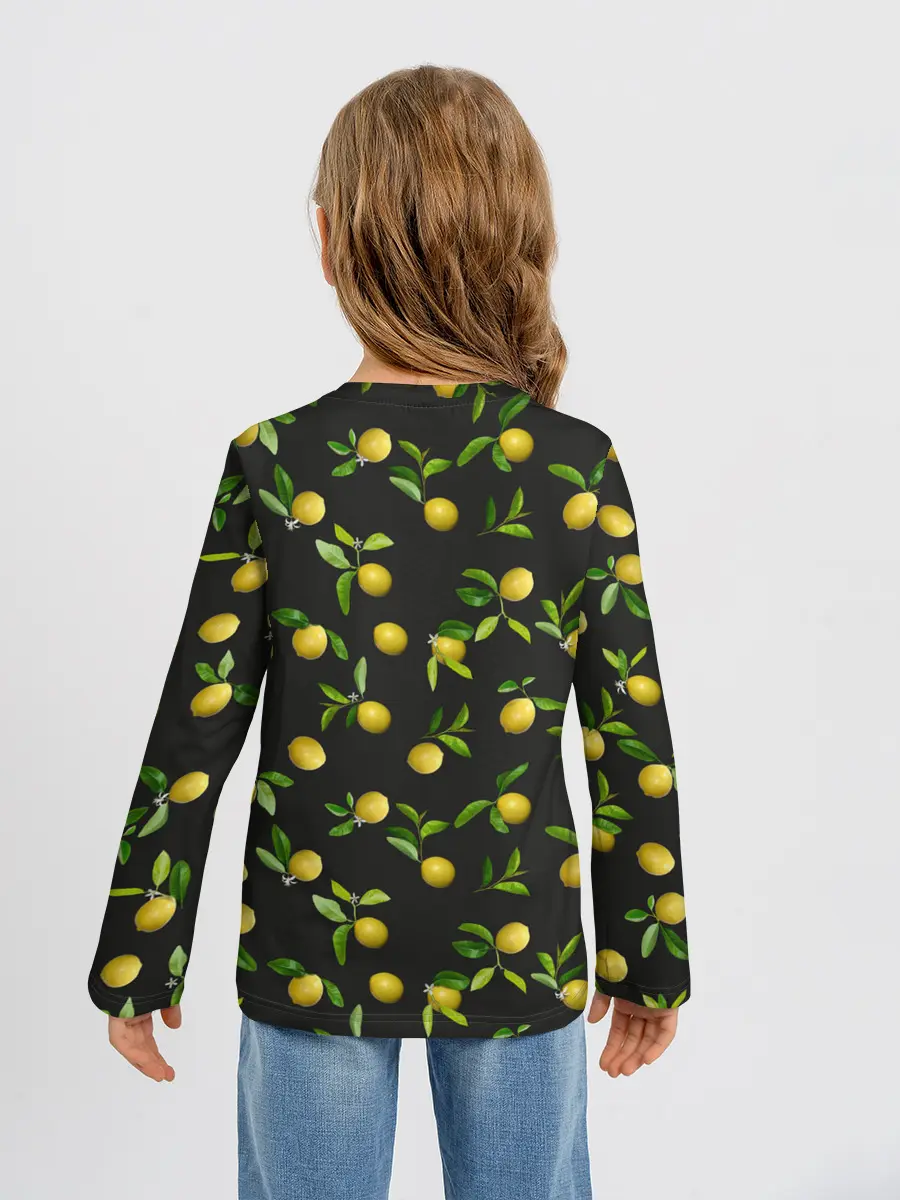 Детский лонгслив / Лимончики на черном
