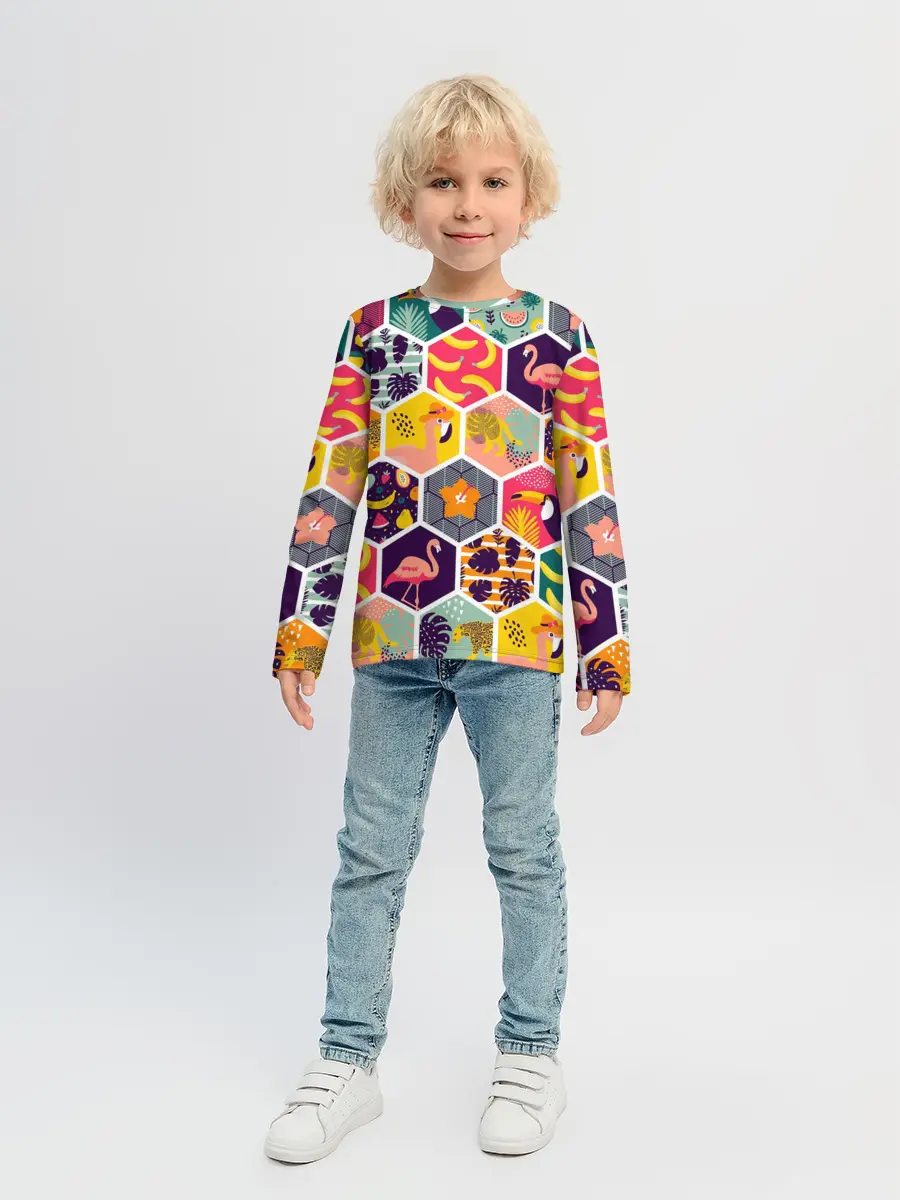 Детский лонгслив / Тропические соты